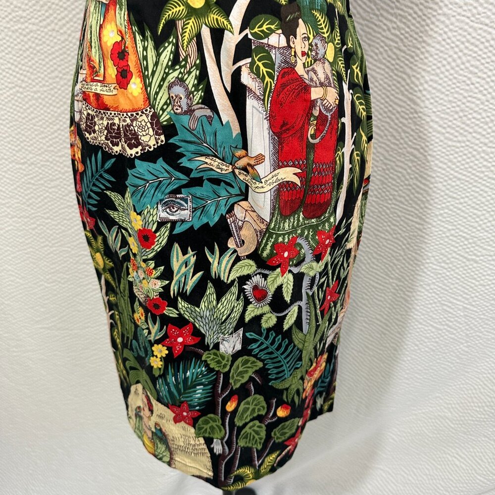 GRACE KARIN Frida Kahlo 50s Styled Cap Sleeve Pencil Wiggle Sweetheart Dress M - Picture 6 of 12